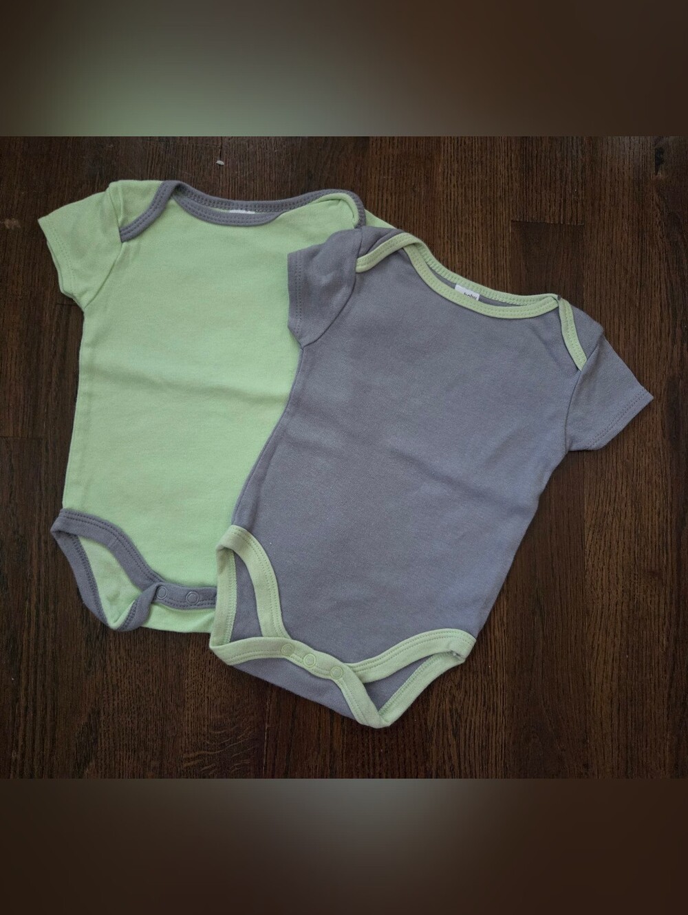 Baby Gear 6/9M Green And Grey Bodysuits